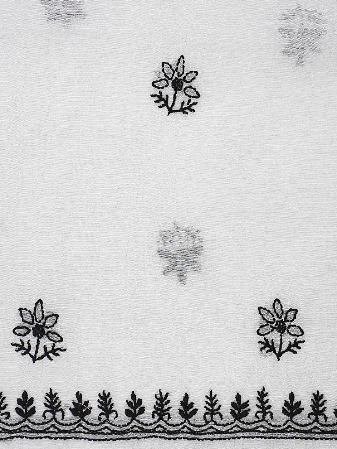 Ada Hand Embroidered Cream Chanderi Lucknowi Chikankari Unstitched Kurta Dupatta Set 01A903208