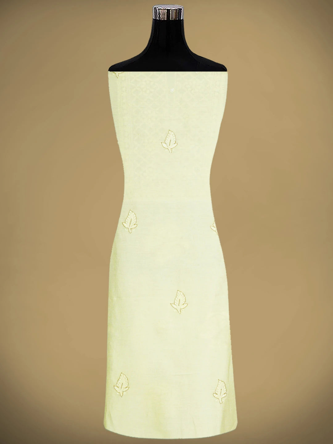 Ada Hand Embroidered Cream Chanderi Lucknowi Chikankari Unstitched Kurta Dupatta Set With Zari Work 01A707652