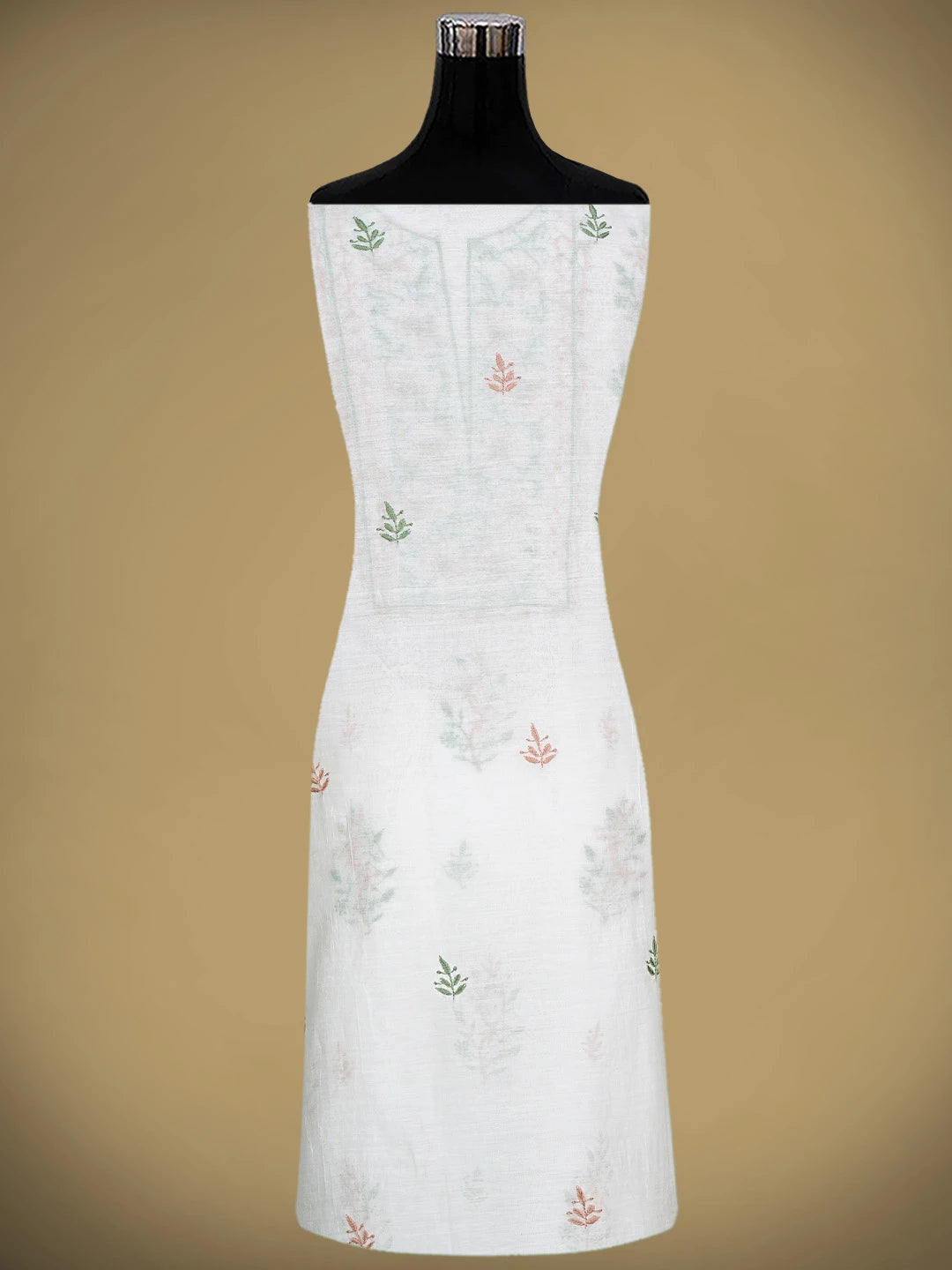Ada Hand Embroidered White Chanderi Lucknowi Chikankari Unstitched Kurta Dupatta Set 01A903113