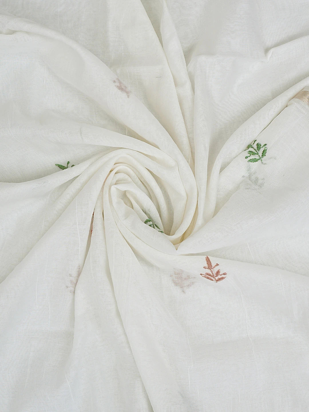Ada Hand Embroidered White Chanderi Lucknowi Chikankari Unstitched Kurta Dupatta Set 01A903113