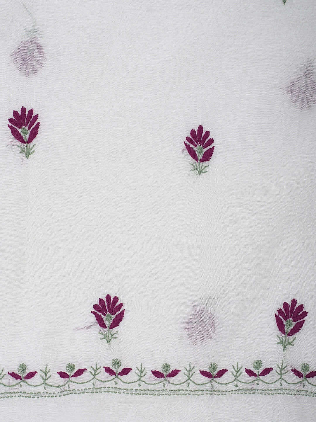 Ada Hand Embroidered White Chanderi Lucknowi Chikankari Unstitched Kurta Dupatta Set 01A903153