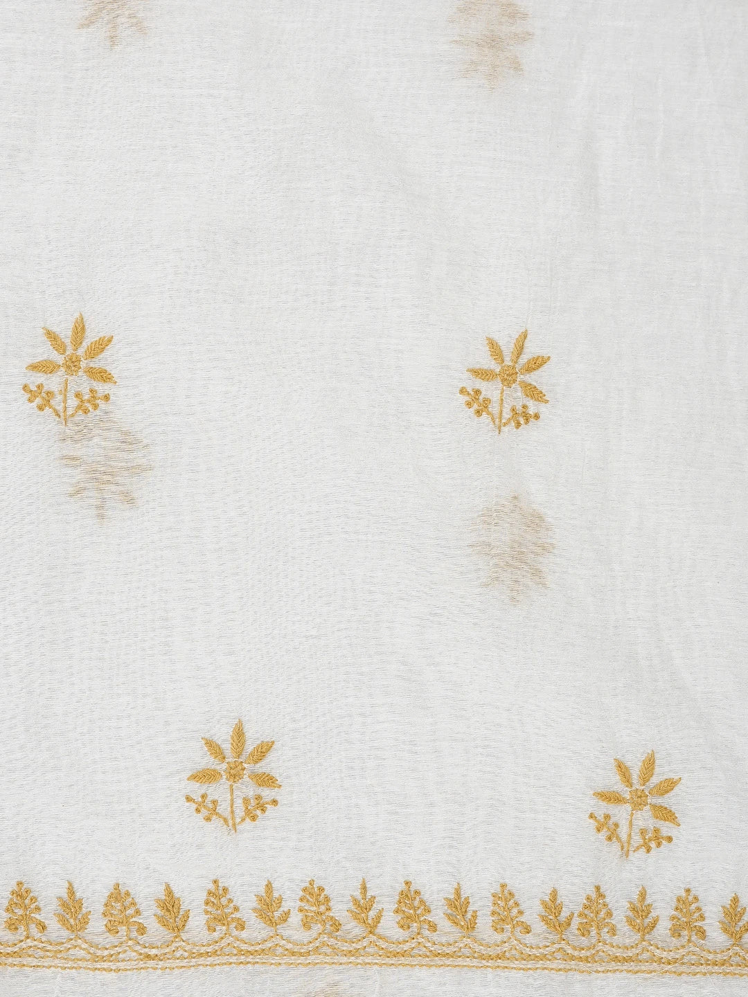 Ada Hand Embroidered White Chanderi Lucknowi Chikankari Unstitched Kurta Dupatta Set 01A903211