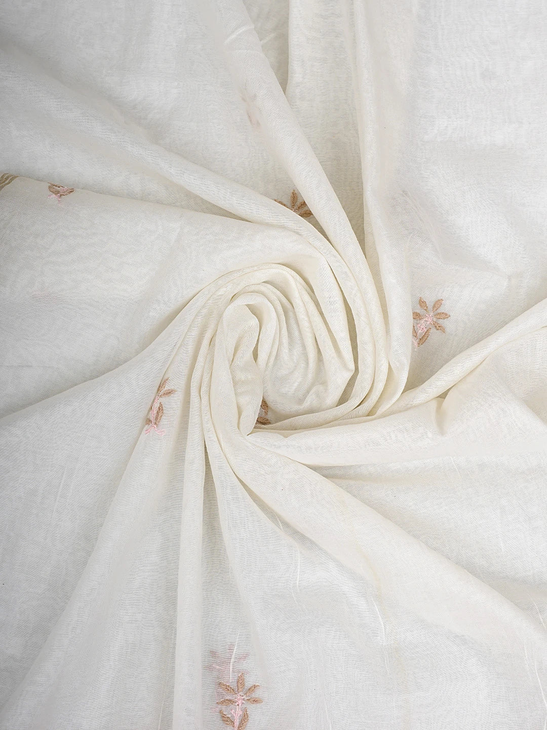 Ada Hand Embroidered White Chanderi Lucknowi Chikankari Unstitched Kurta Dupatta Set 01A903128