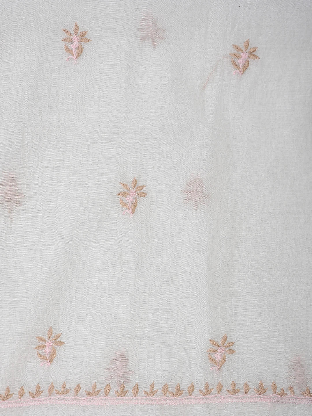 Ada Hand Embroidered White Chanderi Lucknowi Chikankari Unstitched Kurta Dupatta Set 01A903128