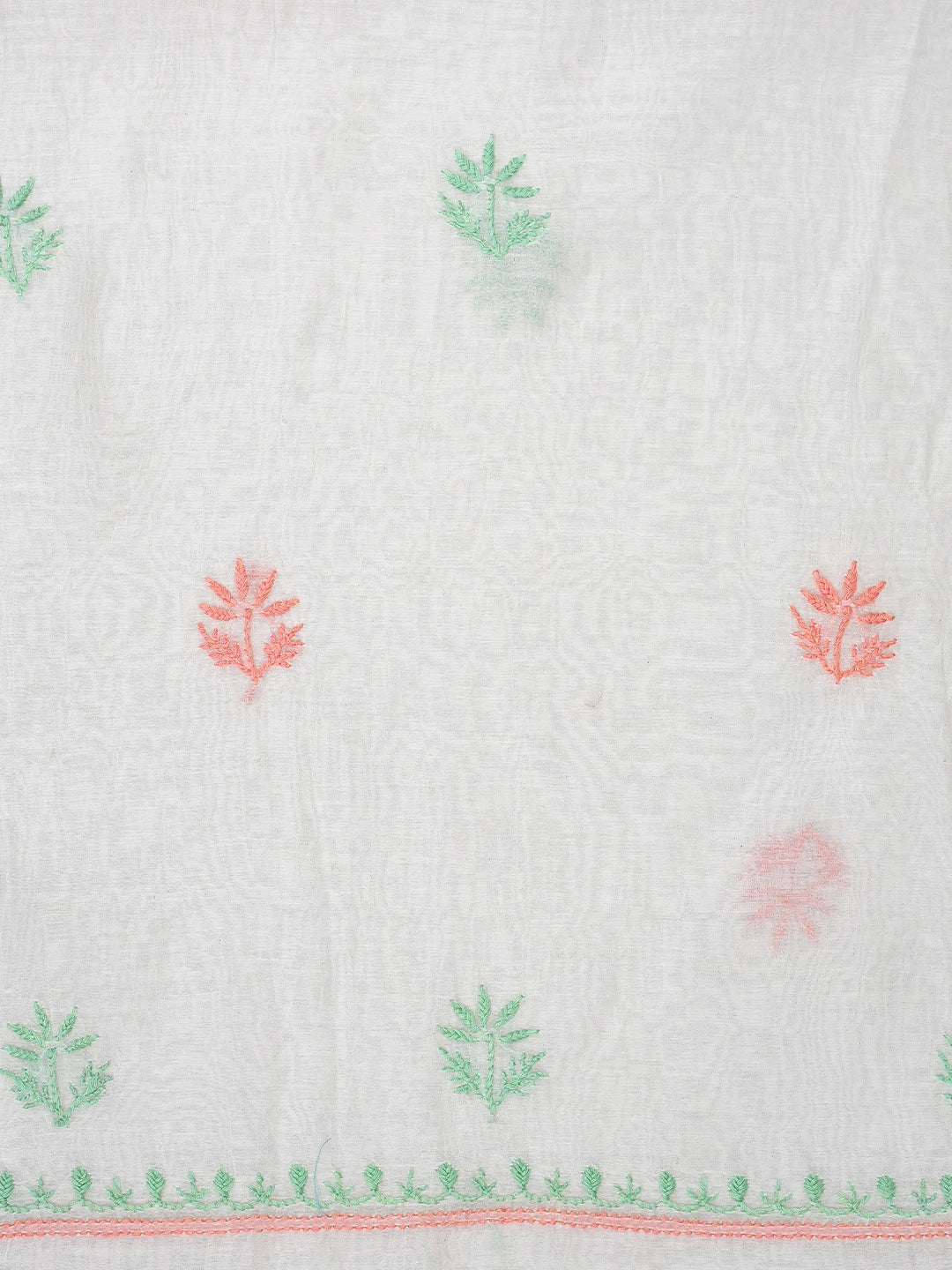 Ada Hand Embroidered White Chanderi Lucknowi Chikankari Unstitched Kurta Dupatta Set 01A903122