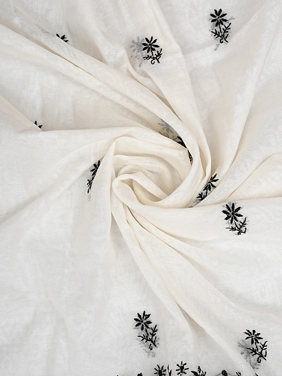 Ada Hand Embroidered White Chanderi Lucknowi Chikankari Unstitched Kurta Dupatta Set 01A903204