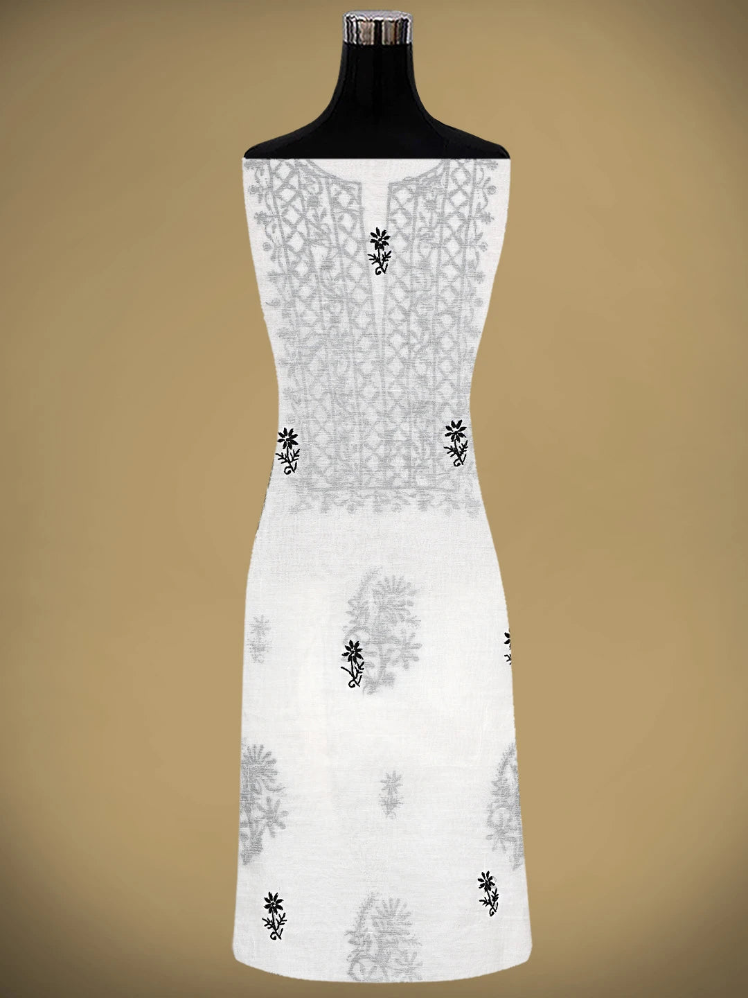 Ada Hand Embroidered White Chanderi Lucknowi Chikankari Unstitched Kurta Dupatta Set 01A903204