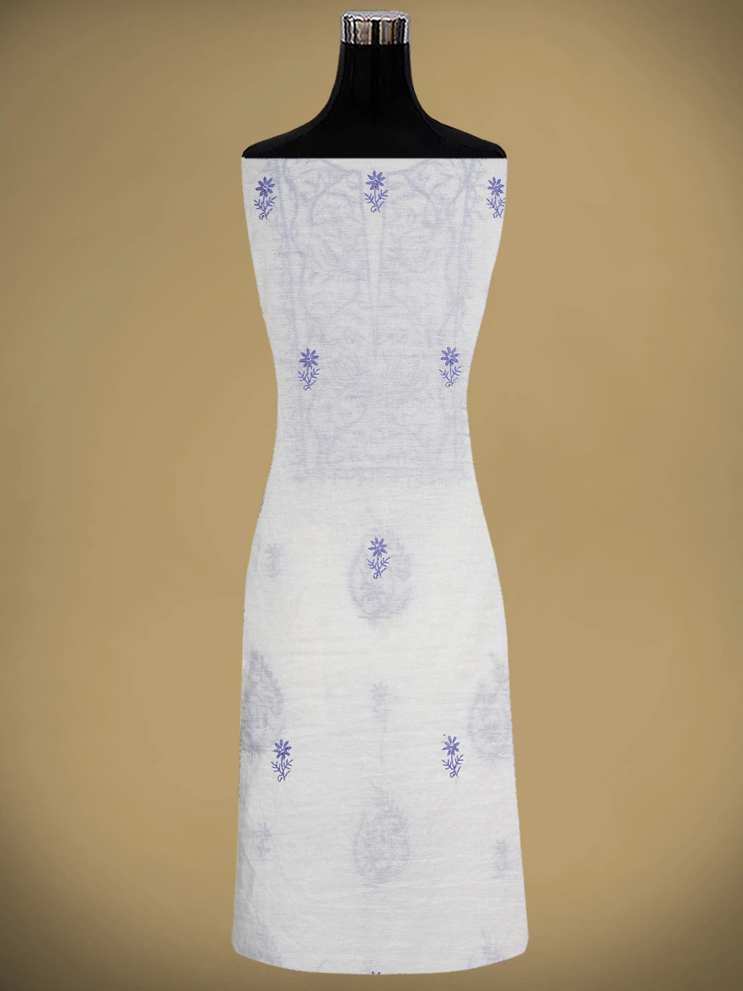 Ada Hand Embroidered White Chanderi Lucknowi Chikankari Unstitched Kurta Dupatta Set 01A903213