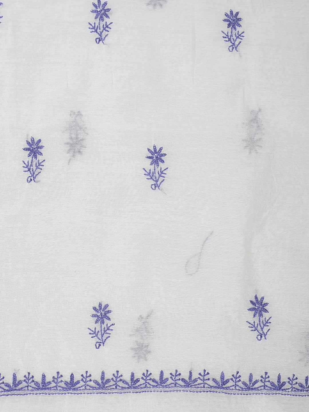 Ada Hand Embroidered White Chanderi Lucknowi Chikankari Unstitched Kurta Dupatta Set 01A903213