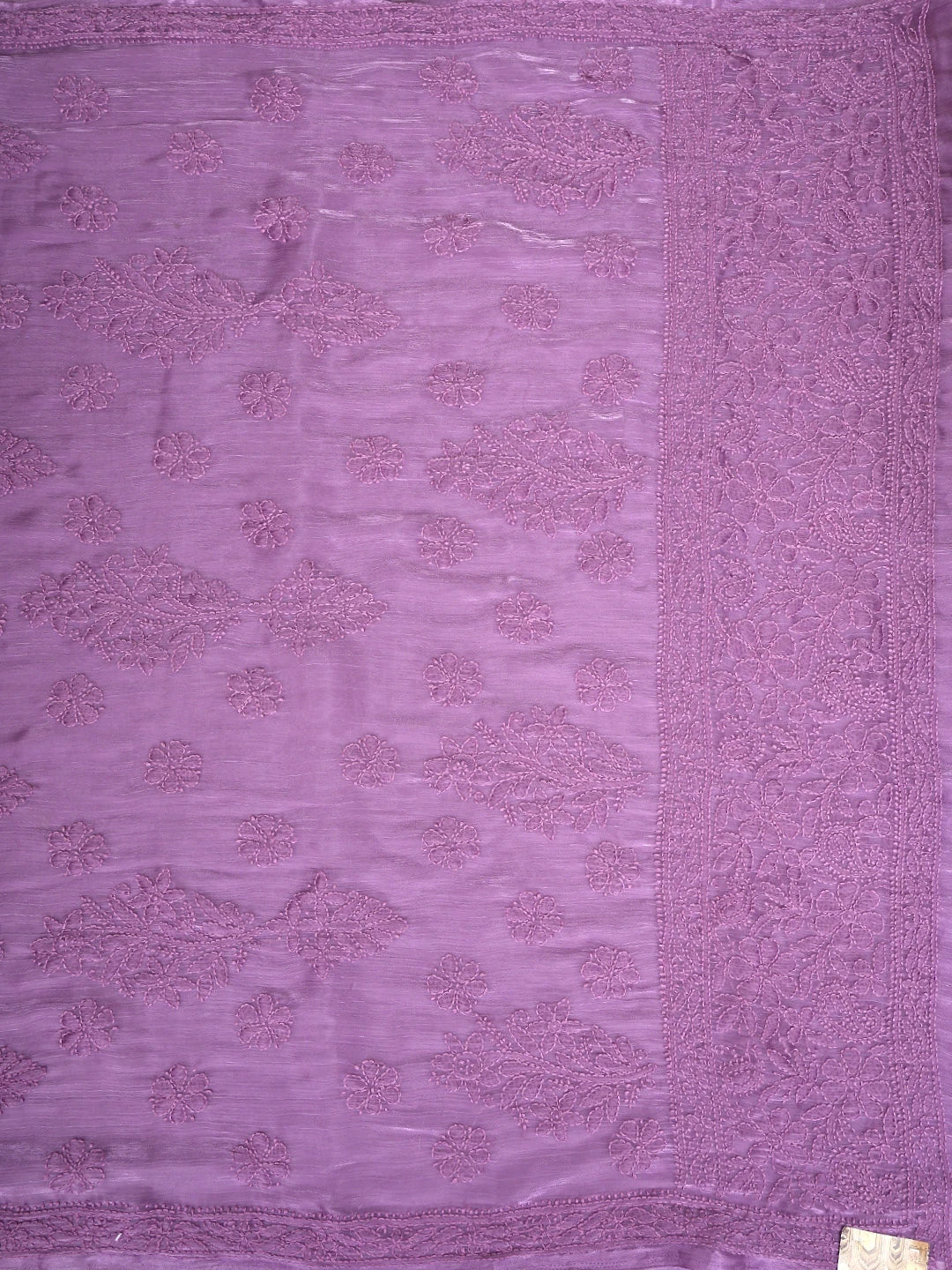 Ada Hand Embroidered Purple Tissue Lucknowi Chikankari Saree and Blouse 01A904758