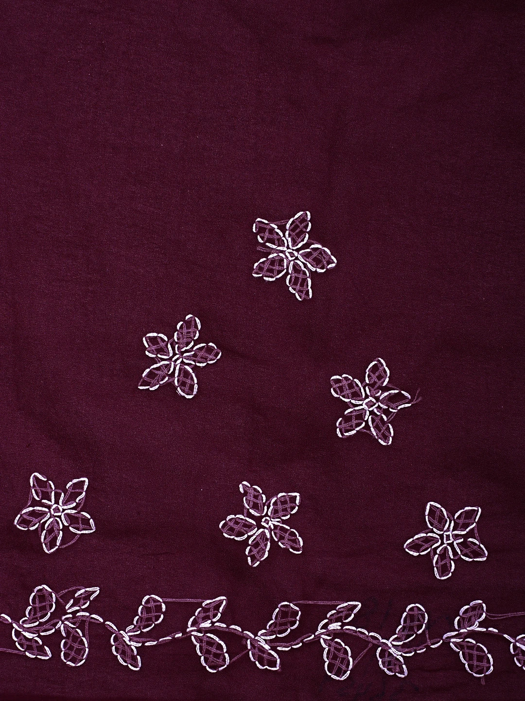 Ada Hand Embroidered Wine Georgette Lucknowi Chikankari Saree and Blouse 01A904553