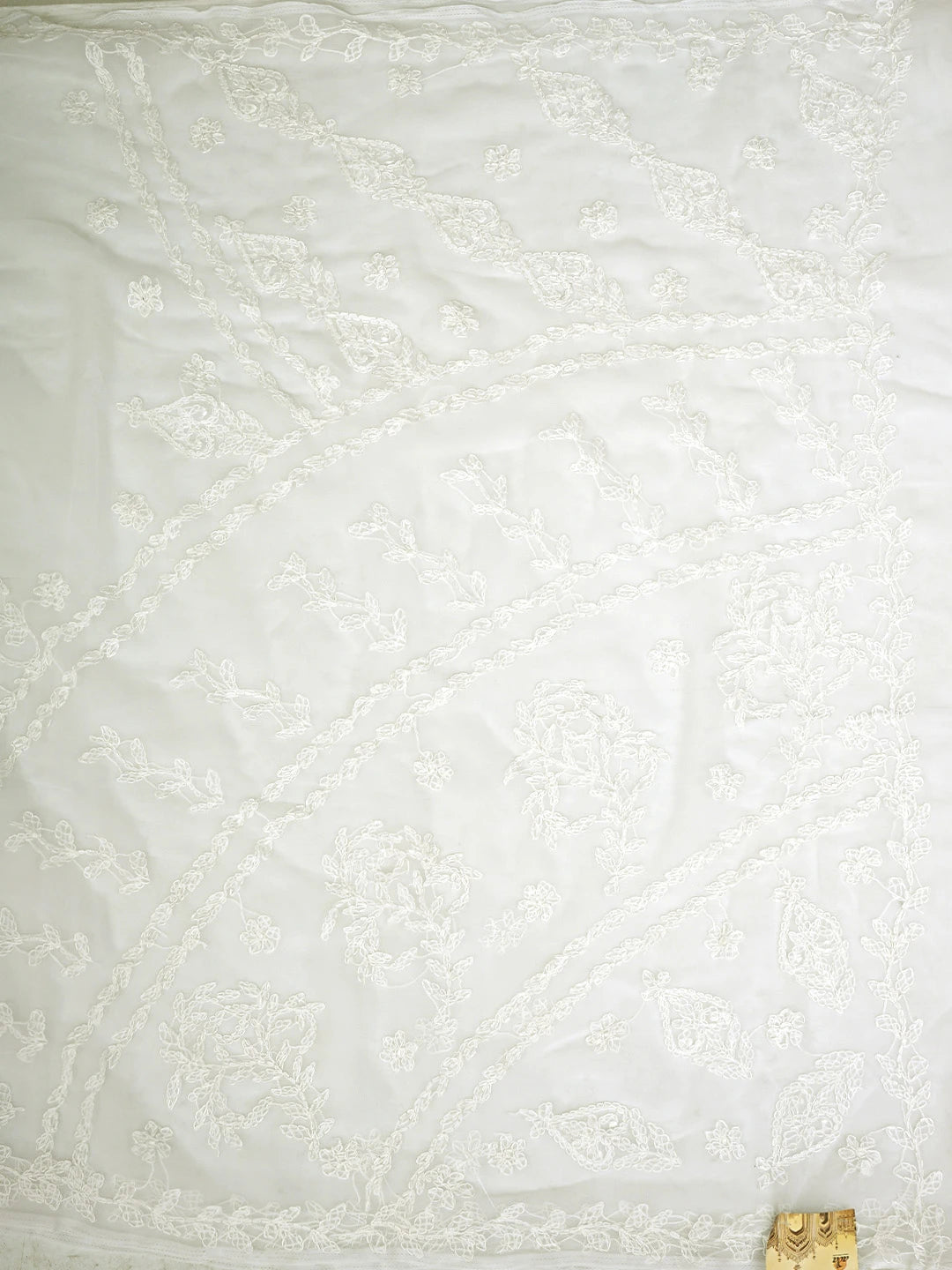 Ada Hand Embroidered White Georgette Lucknowi Chikankari Saree and Blouse 01A904555