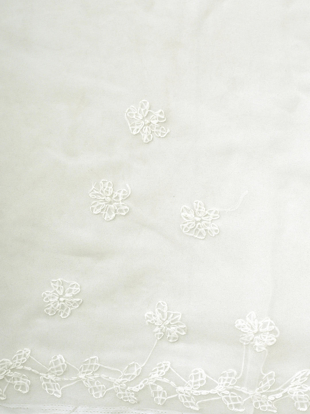 Ada Hand Embroidered White Georgette Lucknowi Chikankari Saree and Blouse 01A904555