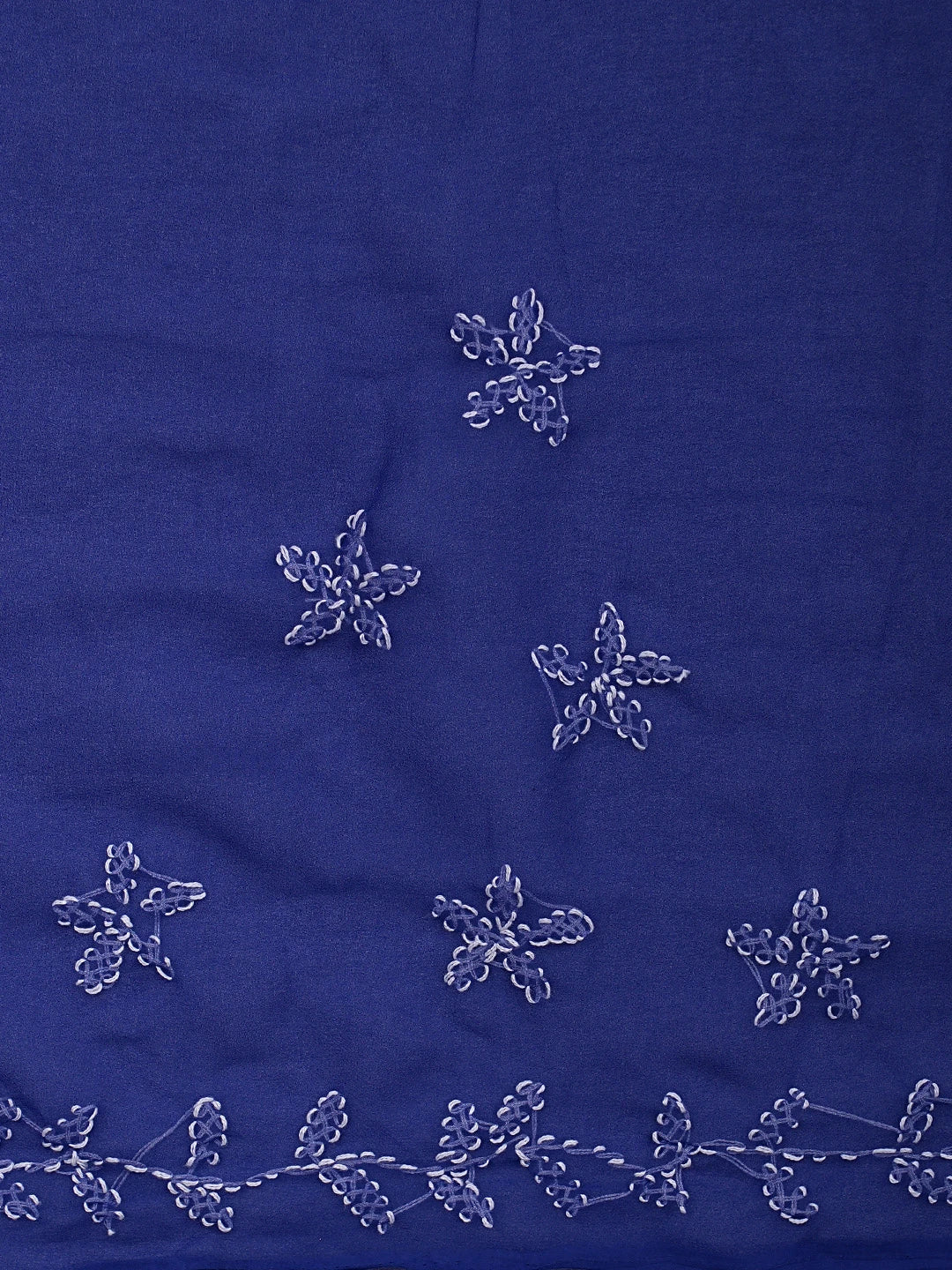 Ada Hand Embroidered Royal Blue Georgette Lucknowi Chikankari Saree and Blouse 01A904562