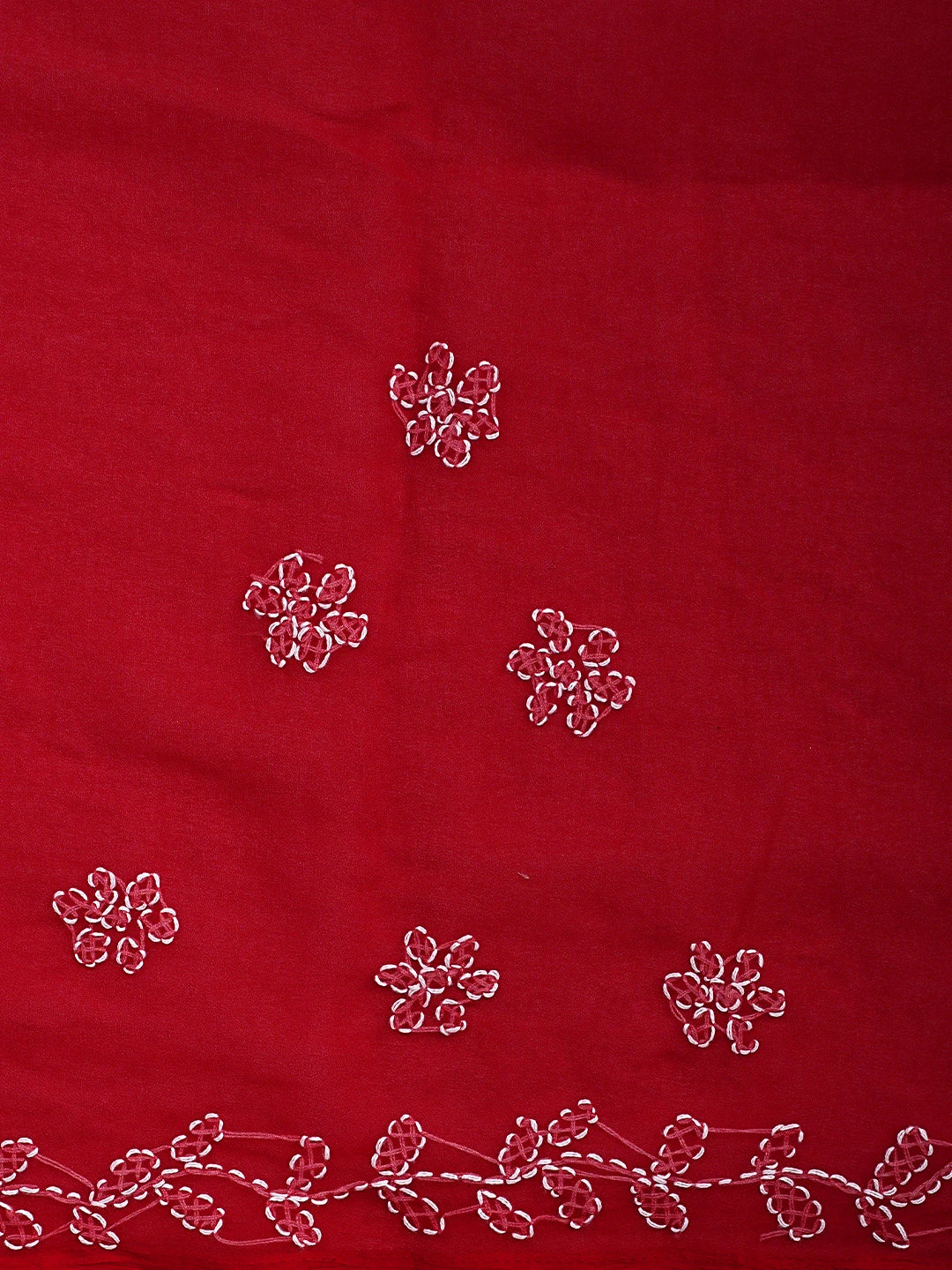 Ada Hand Embroidered Red Georgette Lucknowi Chikankari Saree and Blouse 01A904571