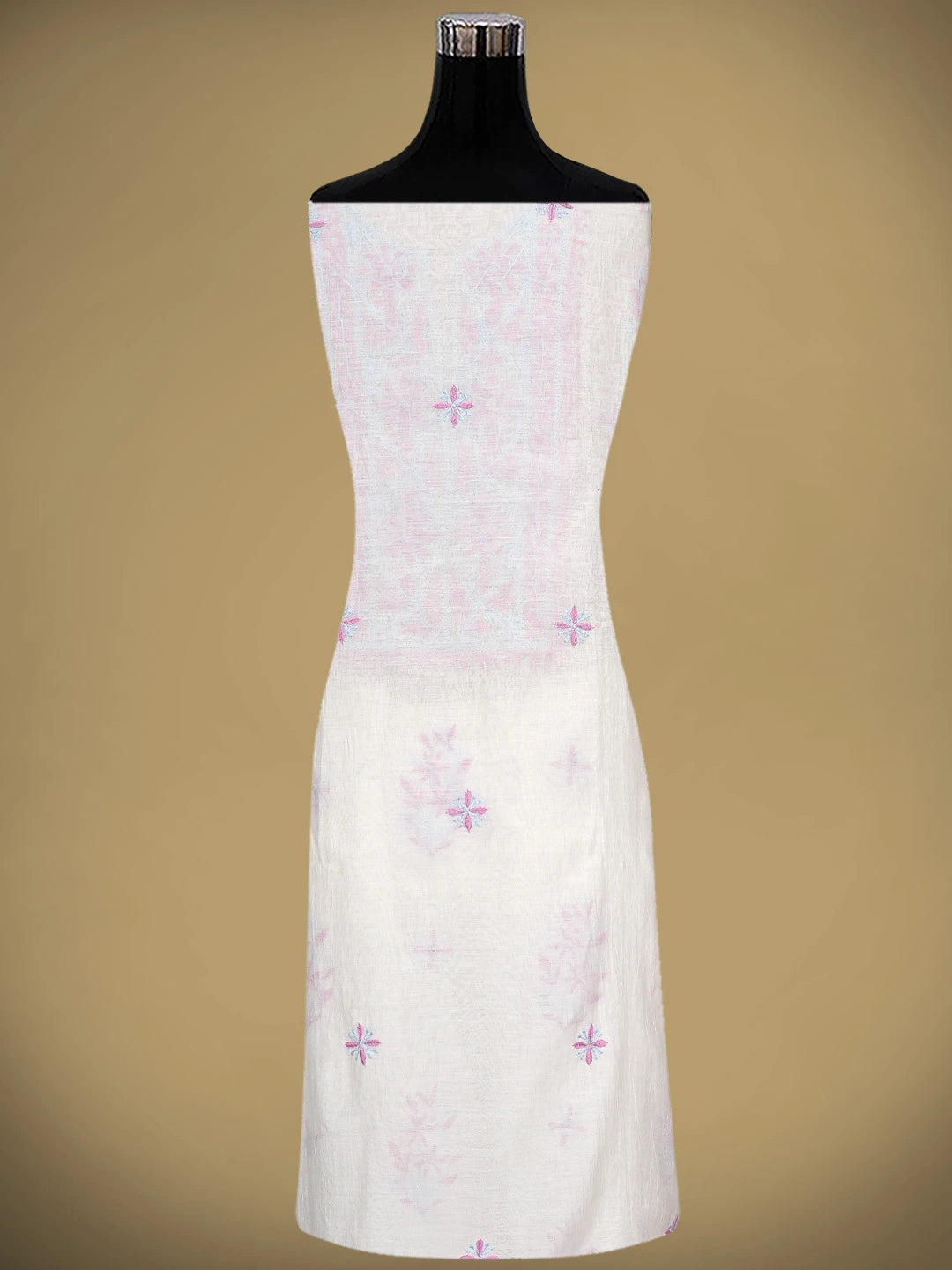 Ada Hand Embroidered White Chanderi Lucknowi Chikankari Unstitched Kurta Dupatta Set 01A903219