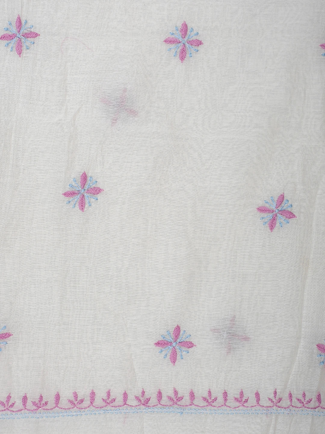 Ada Hand Embroidered White Chanderi Lucknowi Chikankari Unstitched Kurta Dupatta Set 01A903219