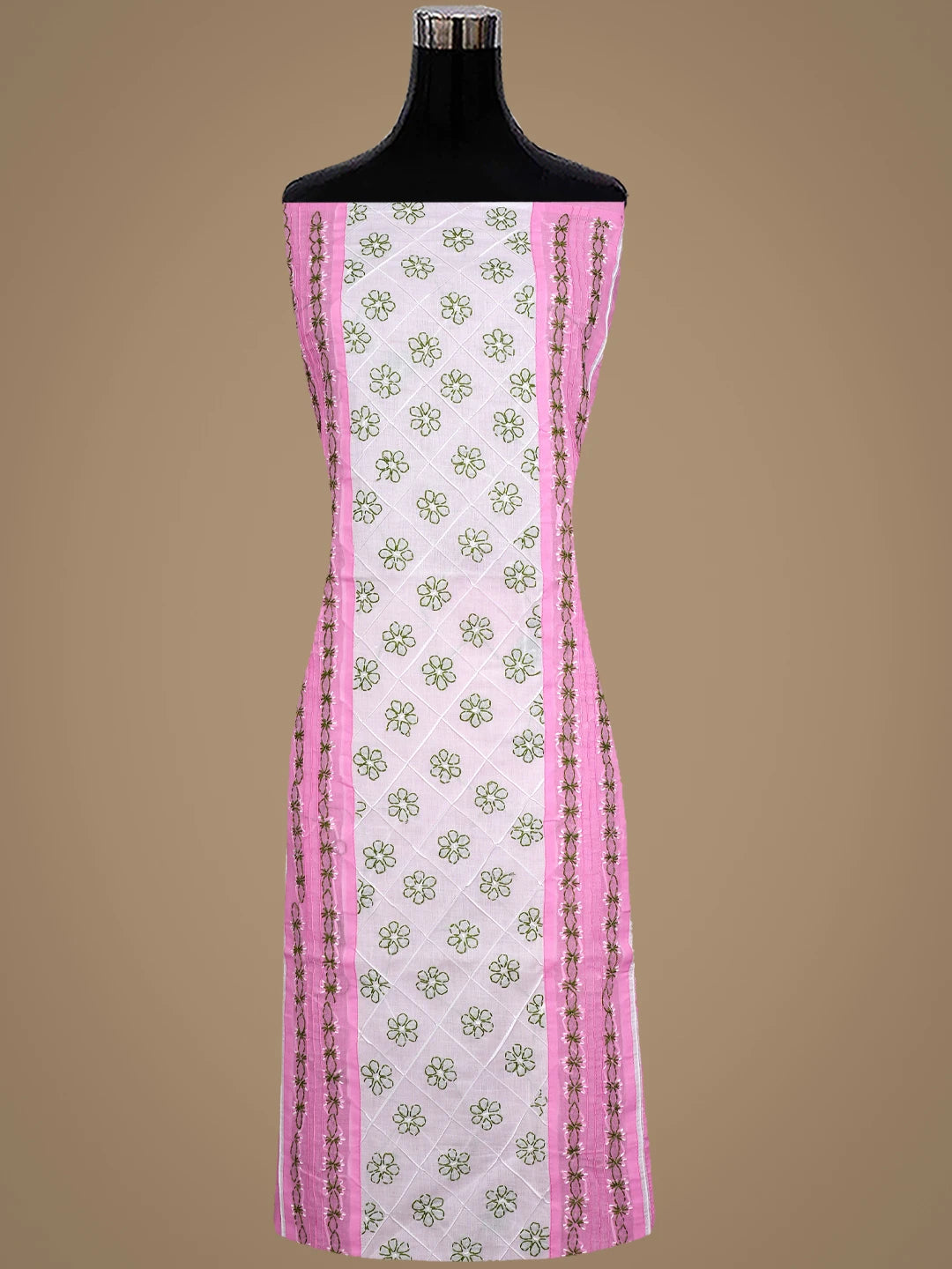 Ada Hand Embroidered Pink Cotton Lucknowi Chikankari Unstitched Suit Piece 01A919972