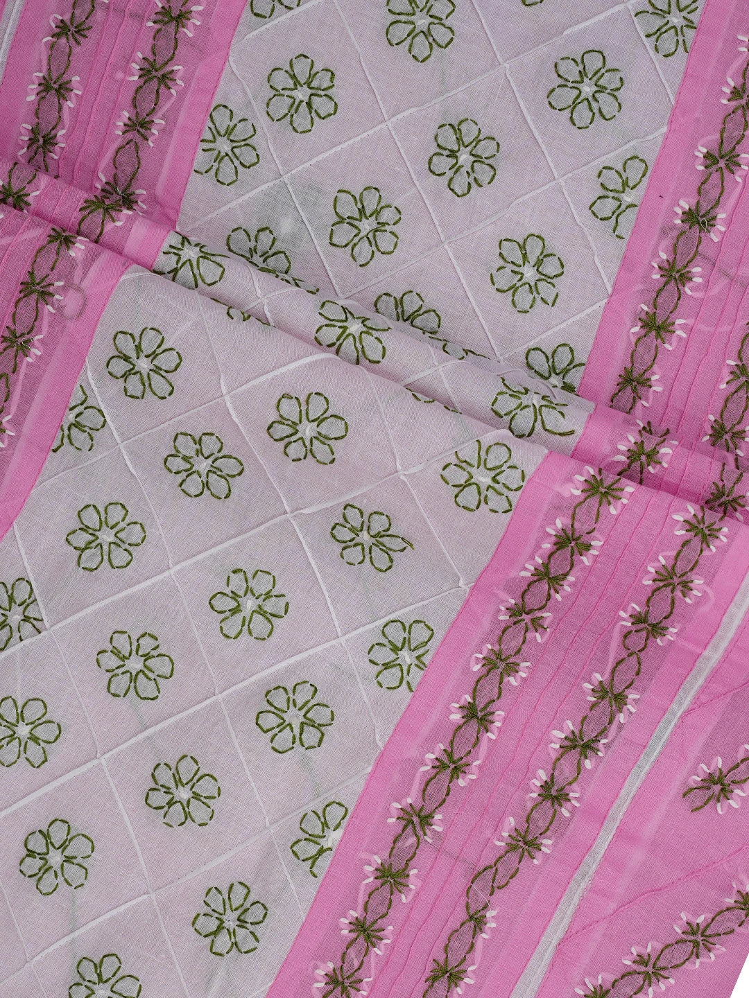 Ada Hand Embroidered Pink Cotton Lucknowi Chikankari Unstitched Suit Piece 01A919972