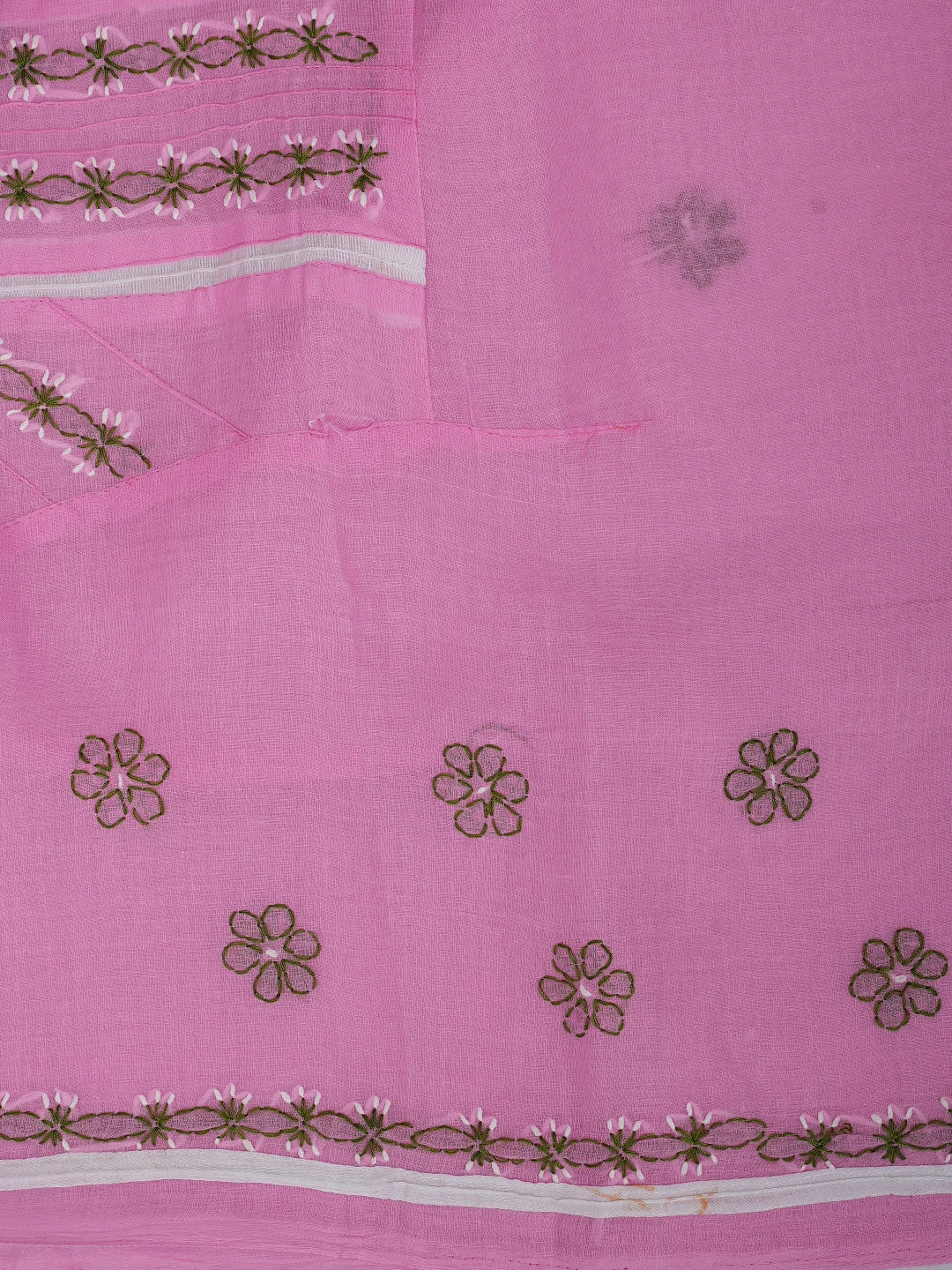 Ada Hand Embroidered Pink Cotton Lucknowi Chikankari Unstitched Suit Piece 01A919972