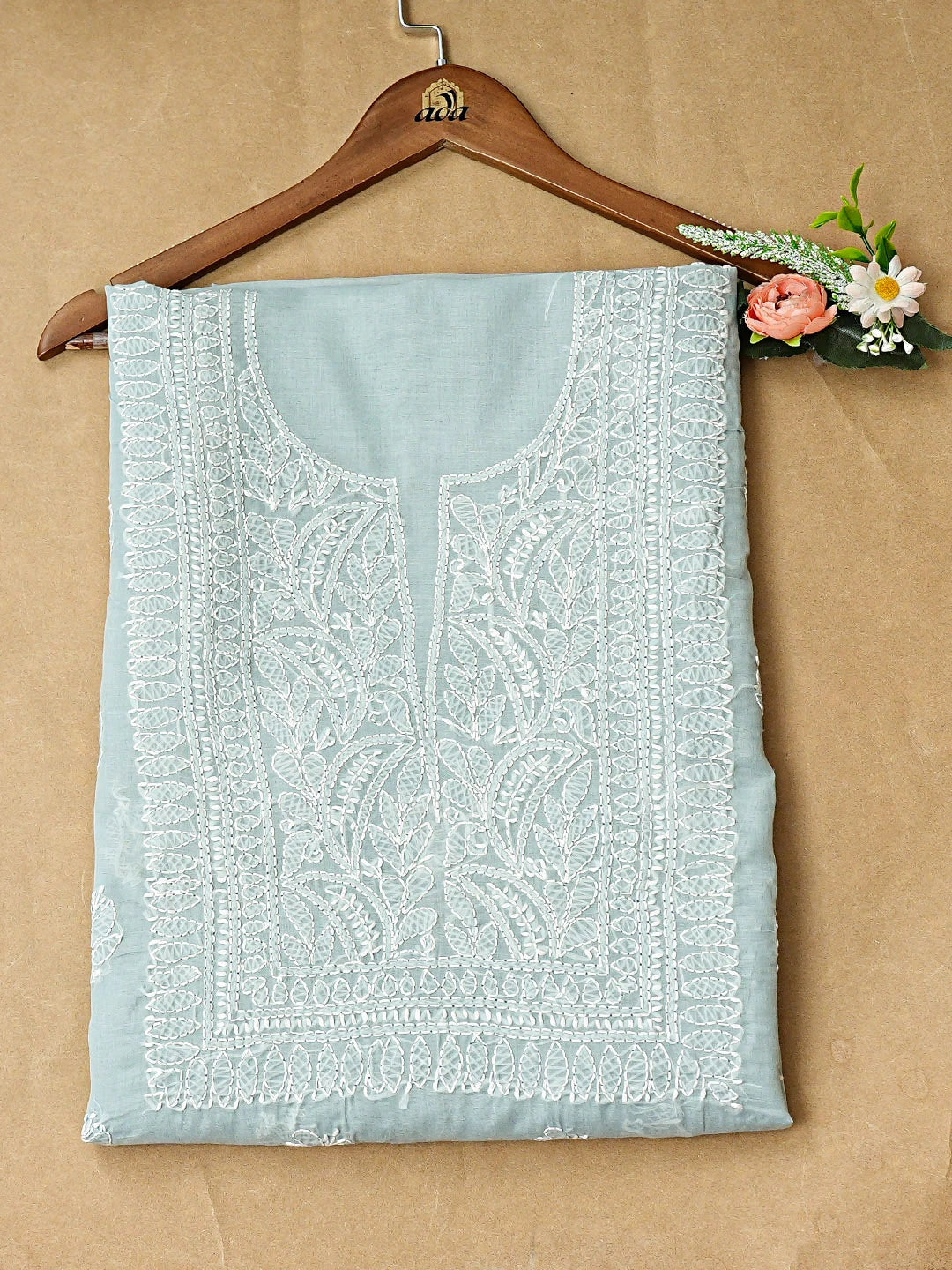 Ada Hand Embroidered Xanadu Grey Cotton Lucknowi Chikankari Unstitched Kurta 01A916499