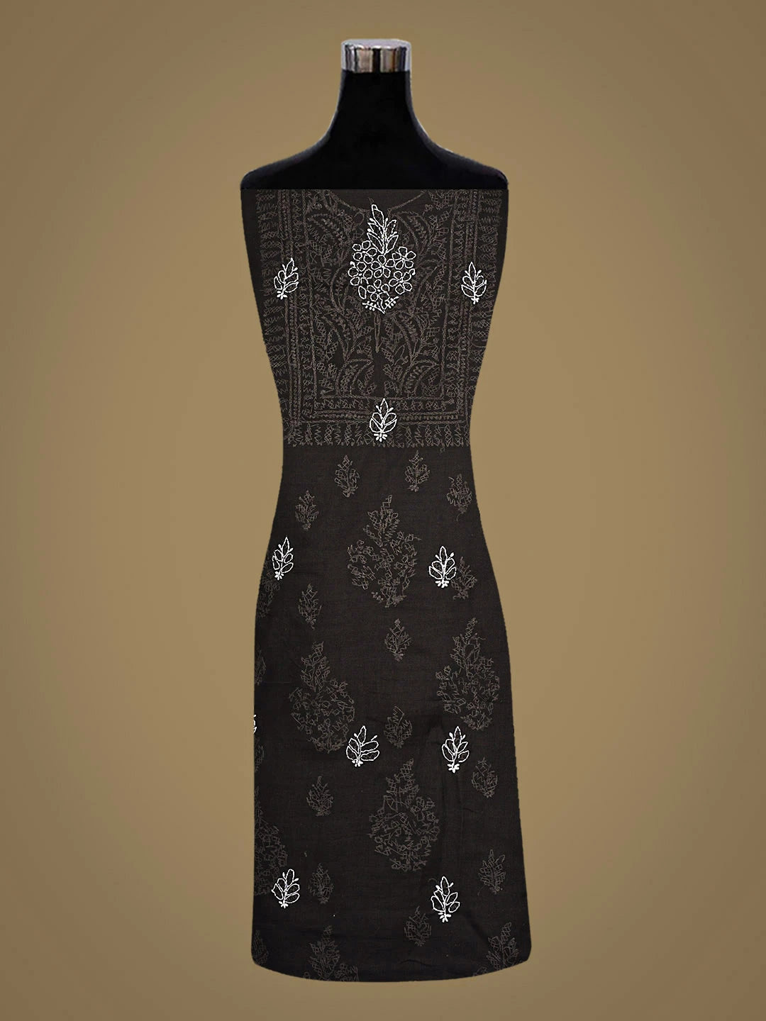 Ada Hand Embroidered Black Cotton Lucknowi Chikankari Unstitched Kurta 01A916529