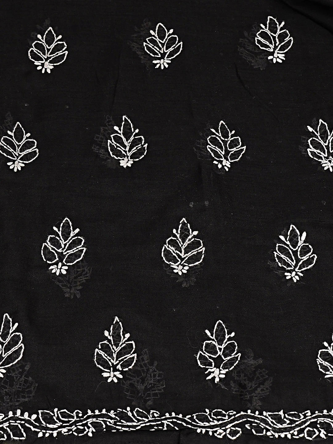 Ada Hand Embroidered Black Cotton Lucknowi Chikankari Unstitched Kurta 01A916529