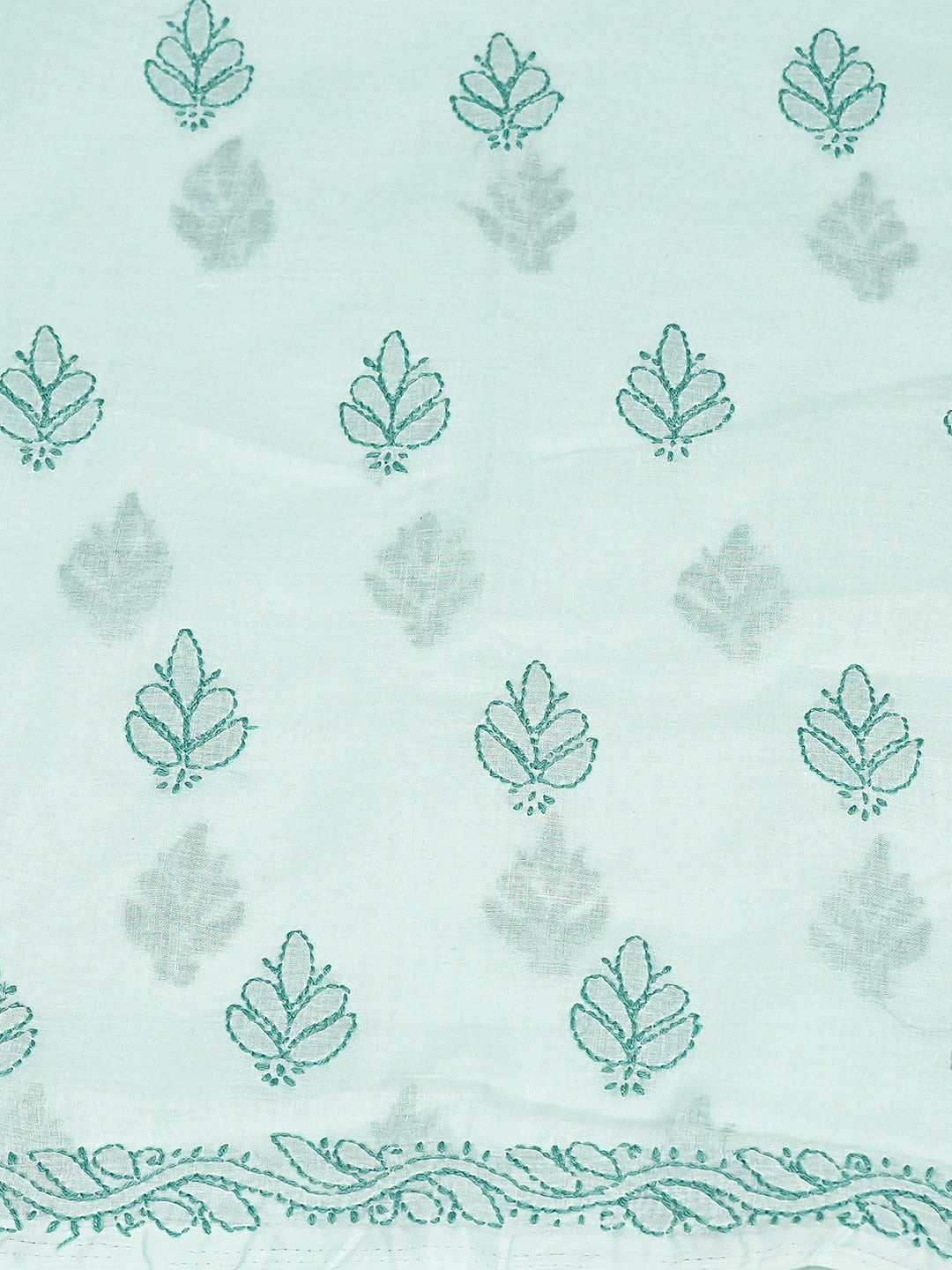 Ada Hand Embroidered Sea Green Cotton Lucknowi Chikankari Unstitched Kurta 01A916485