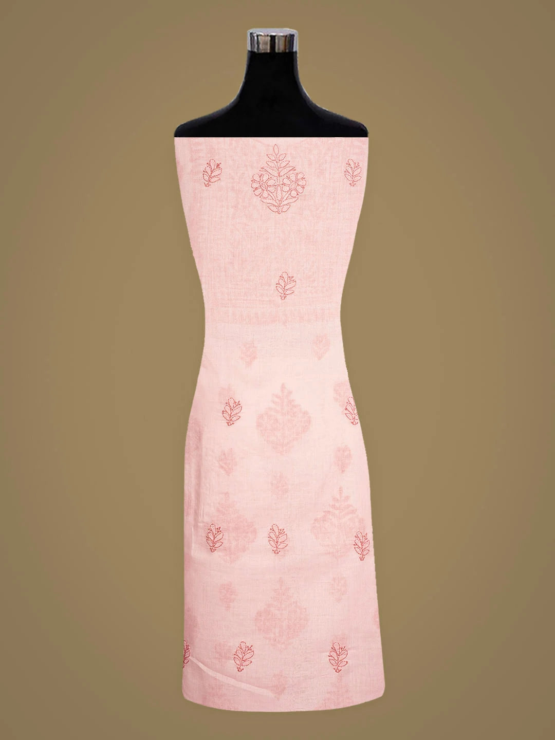 Ada Hand Embroidered Peach Cotton Lucknowi Chikankari Unstitched Kurta 01A916503