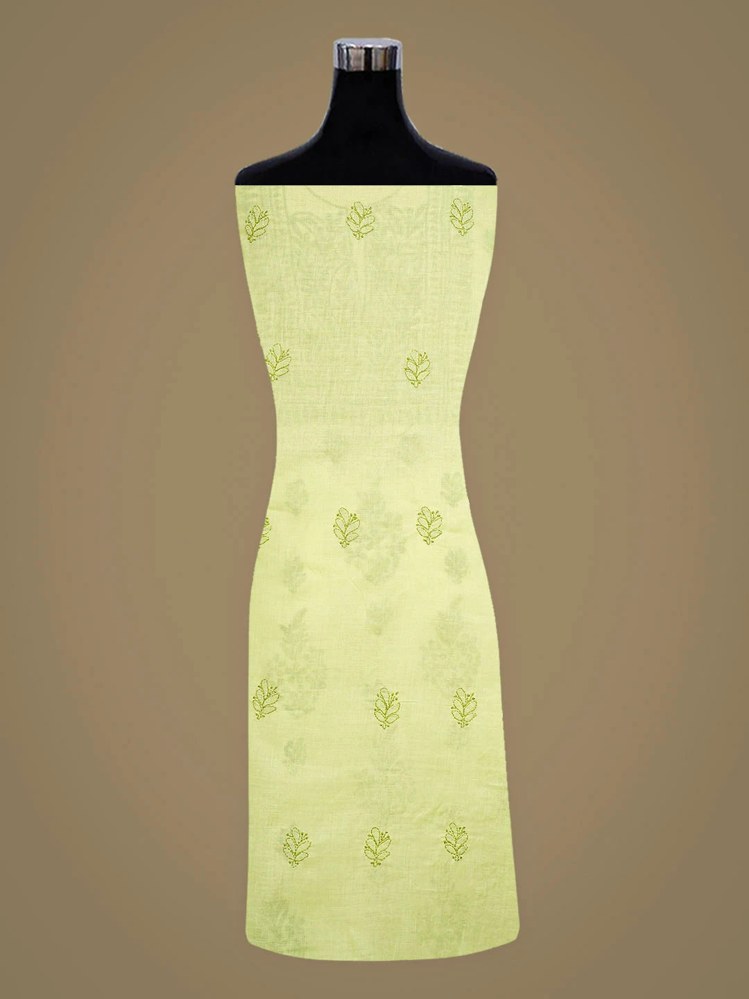 Ada Hand Embroidered Green Cotton Lucknowi Chikankari Unstitched Kurta 01A916514