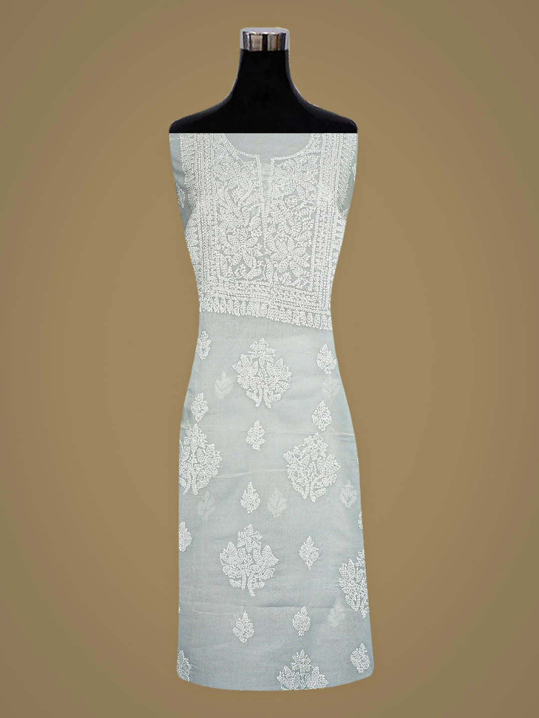 Ada Hand Embroidered Grey Cotton Lucknowi Chikankari Unstitched Kurta 01A916490