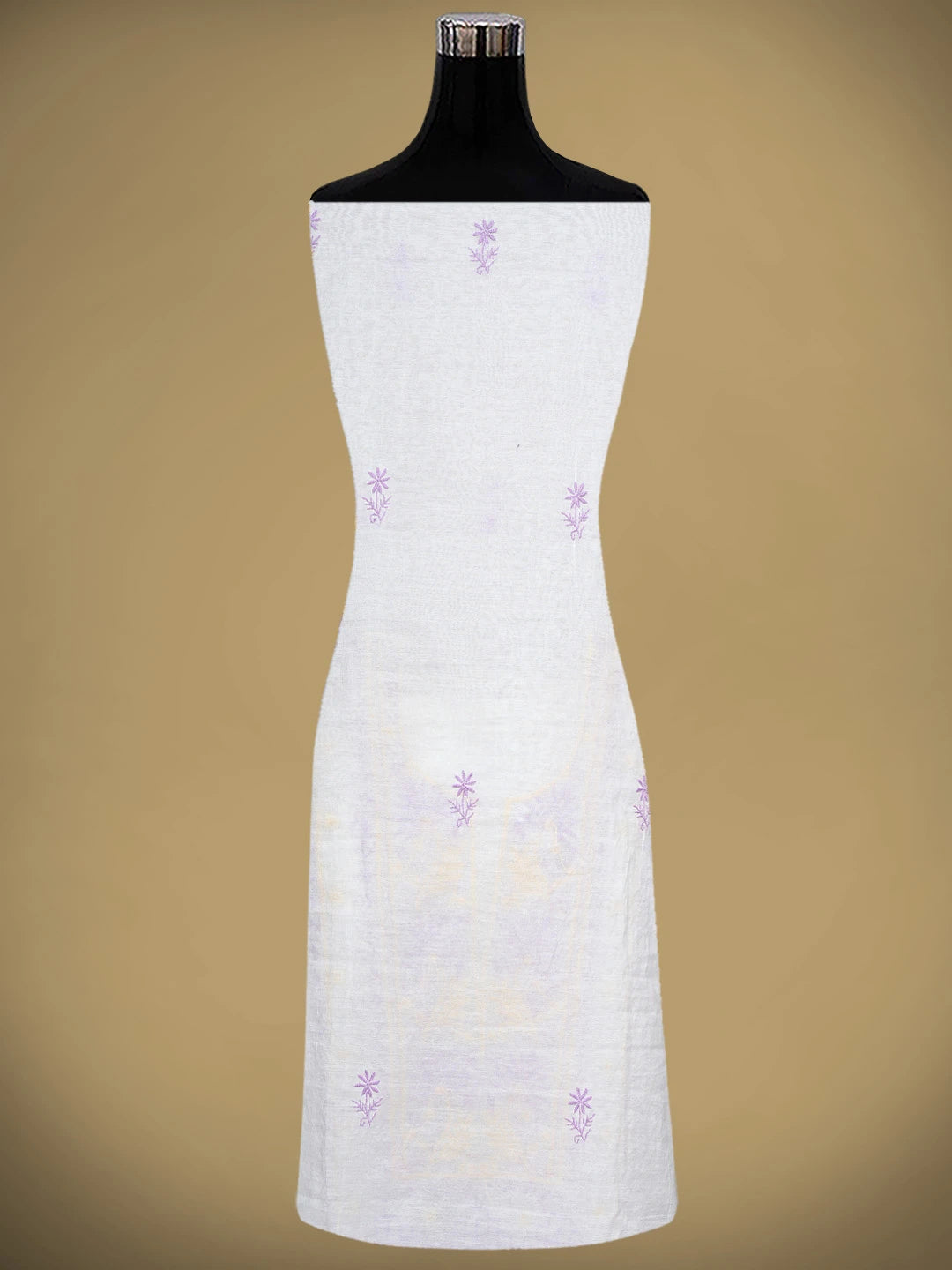 Ada Hand Embroidered White Ivory Cream Chanderi Lucknowi Chikankari Unstitched Kurta Dupatta Set 01A903151