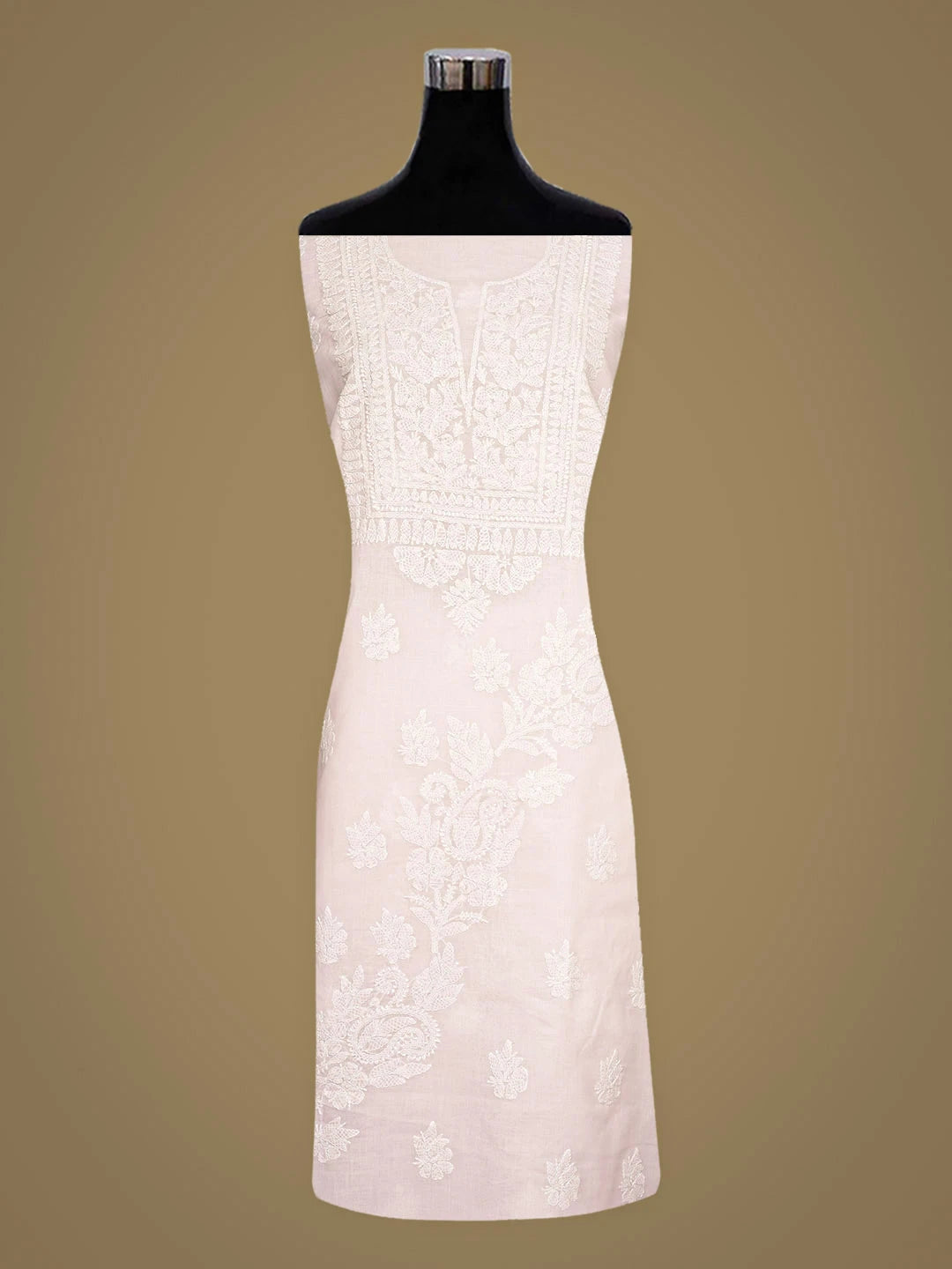 Ada Hand Embroidered Pink Cotton Lucknowi Chikankari Unstitched Kurta 01A916517