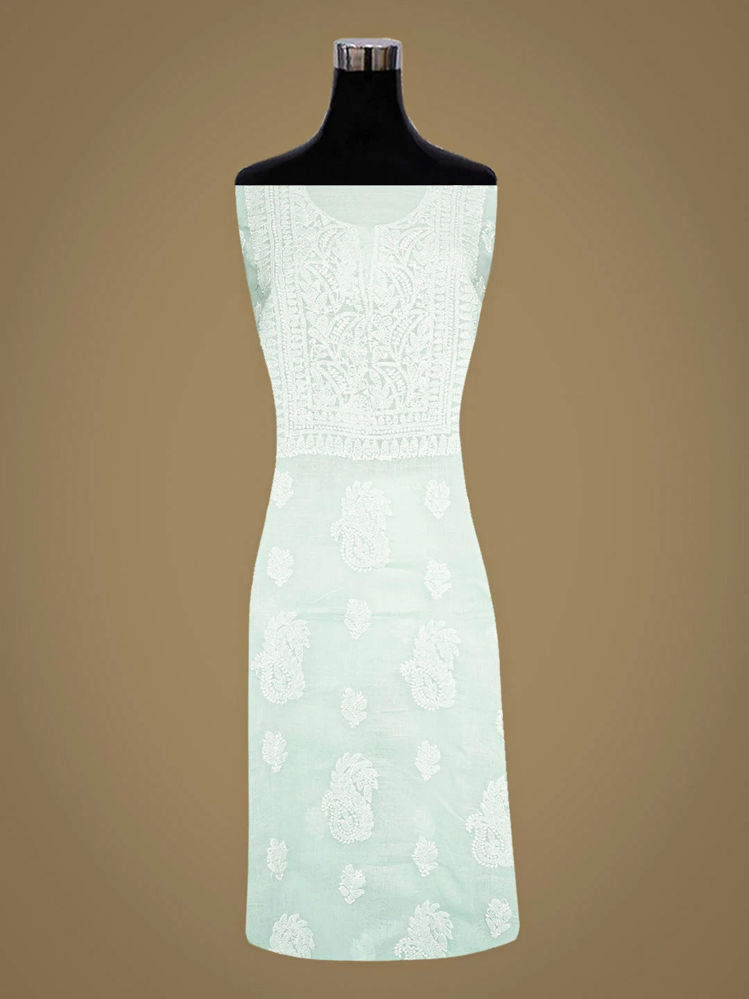 Ada Hand Embroidered Sea Green Cotton Lucknowi Chikankari Unstitched Kurta 01A916479