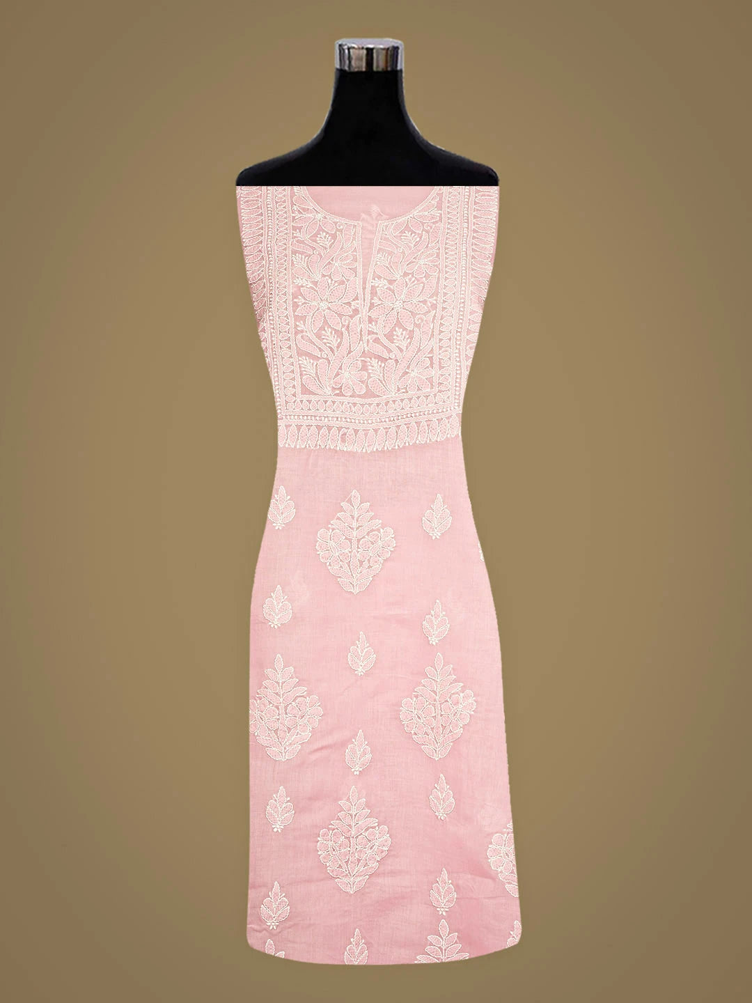 Ada Hand Embroidered Dusty Pink Cotton Lucknowi Chikankari Unstitched Kurta 01A916526
