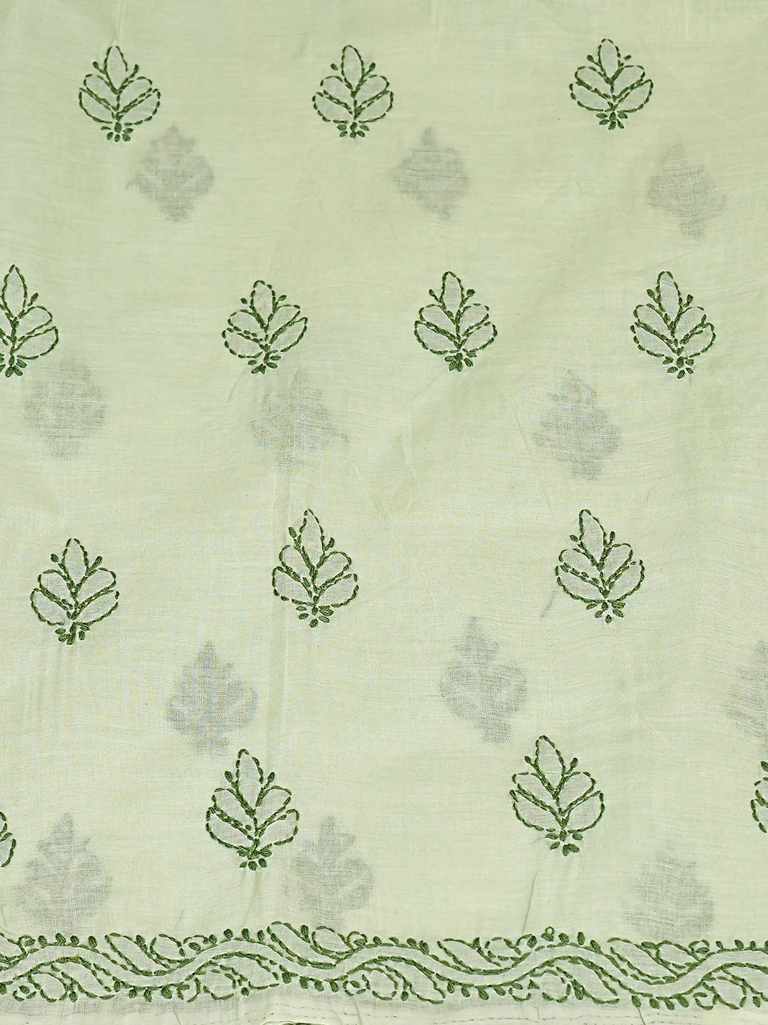 Ada Hand Embroidered Forest Green Cotton Lucknowi Chikankari Unstitched Kurta 01A916512