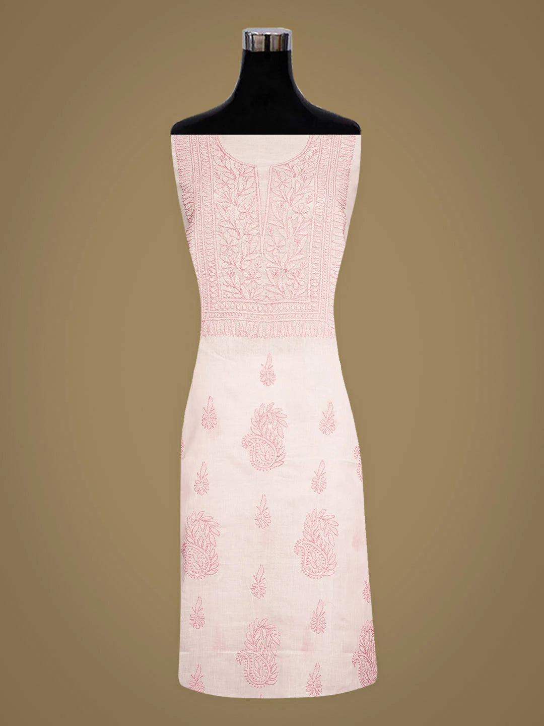 Ada Hand Embroidered Pink Cotton Lucknowi Chikankari Unstitched Kurta 01A916520