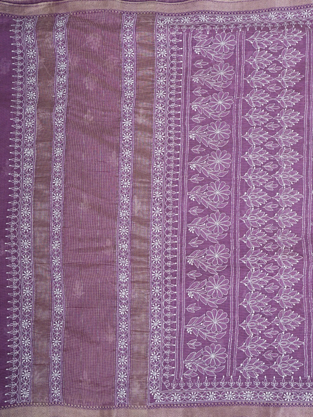 Ada Hand Embroidered Onion Pink Chanderi Lucknowi Chikankari Saree and Blouse 01A879444