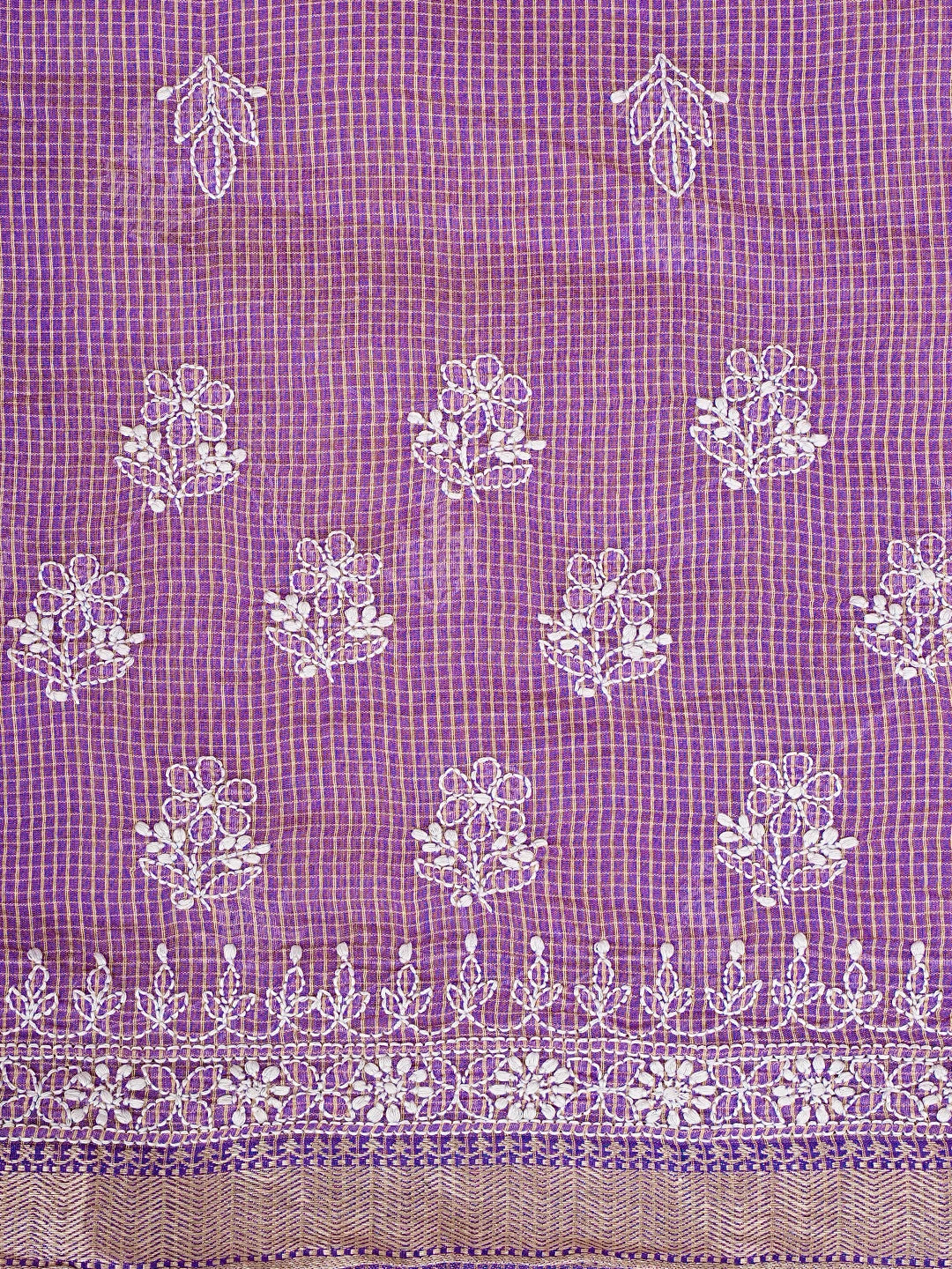 Ada Hand Embroidered Onion Pink Chanderi Lucknowi Chikankari Saree and Blouse 01A879444