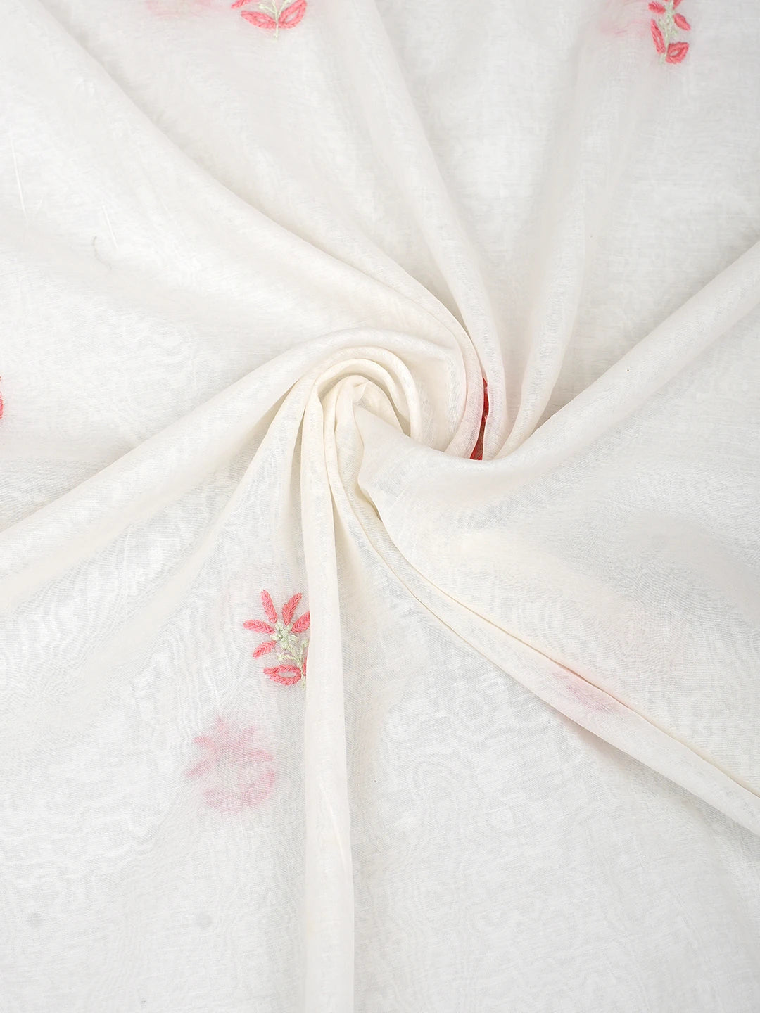 Ada Hand Embroidered White Chanderi Lucknowi Chikankari Unstitched Kurta Dupatta Set 01A903133