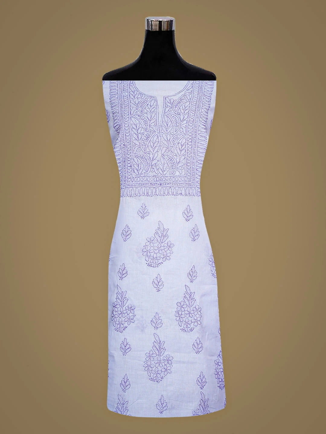 Ada Hand Embroidered Mauve Cotton Lucknowi Chikankari Unstitched Kurta 01A916521