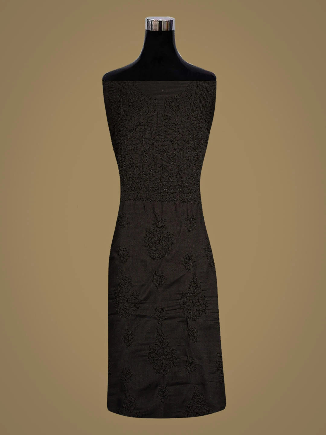 Ada Hand Embroidered Black Cotton Lucknowi Chikankari Unstitched Kurta 01A916531