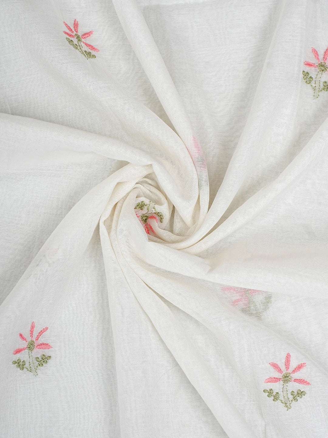 Ada Hand Embroidered White Cornsilk Lucknowi Chikankari Unstitched Kurta Dupatta Set 01A903131