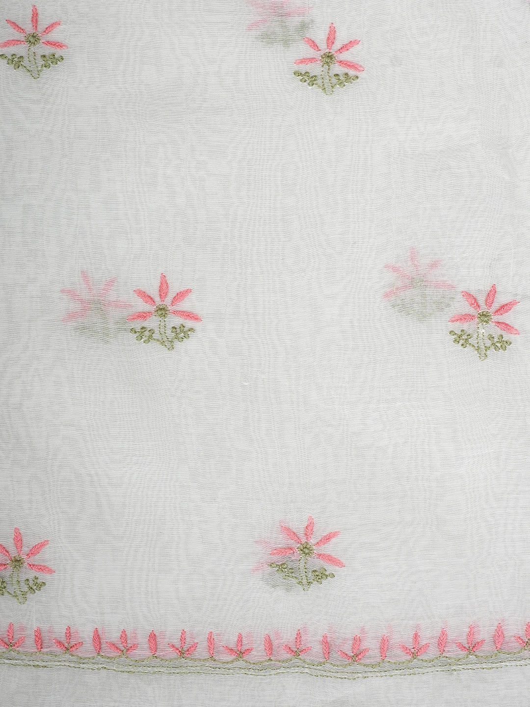 Ada Hand Embroidered White Cornsilk Lucknowi Chikankari Unstitched Kurta Dupatta Set 01A903131