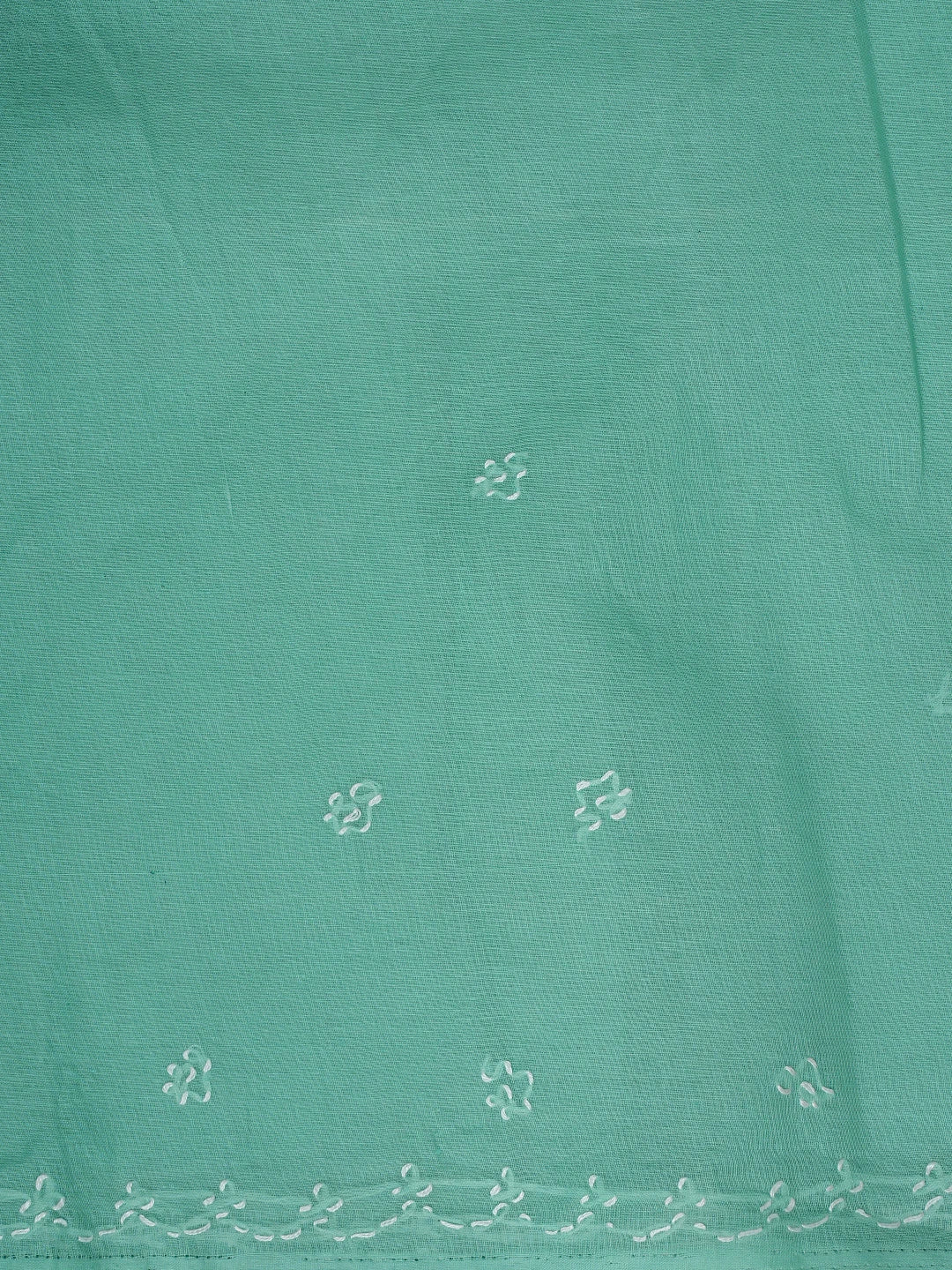 Ada Hand Embroidered Sea Green Cotton Lucknowi Chikankari Saree and Blouse 01A882931