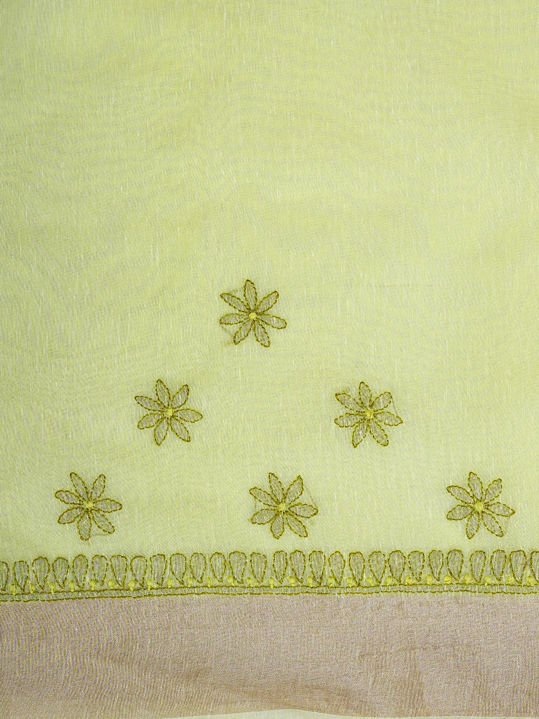 Ada Hand Embroidered Lemon Chanderi Lucknowi Chikankari Saree and Blouse 01A869739