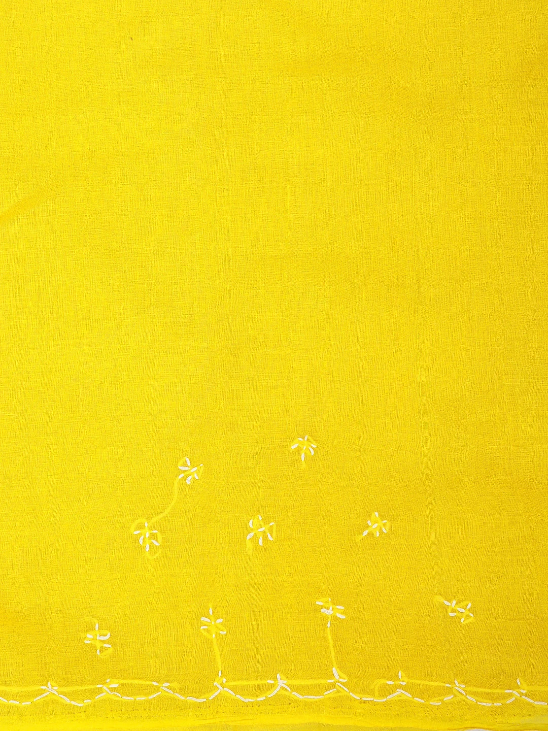 Ada Hand Embroidered Yellow Cotton Lucknowi Chikankari Saree and Blouse 01A882875