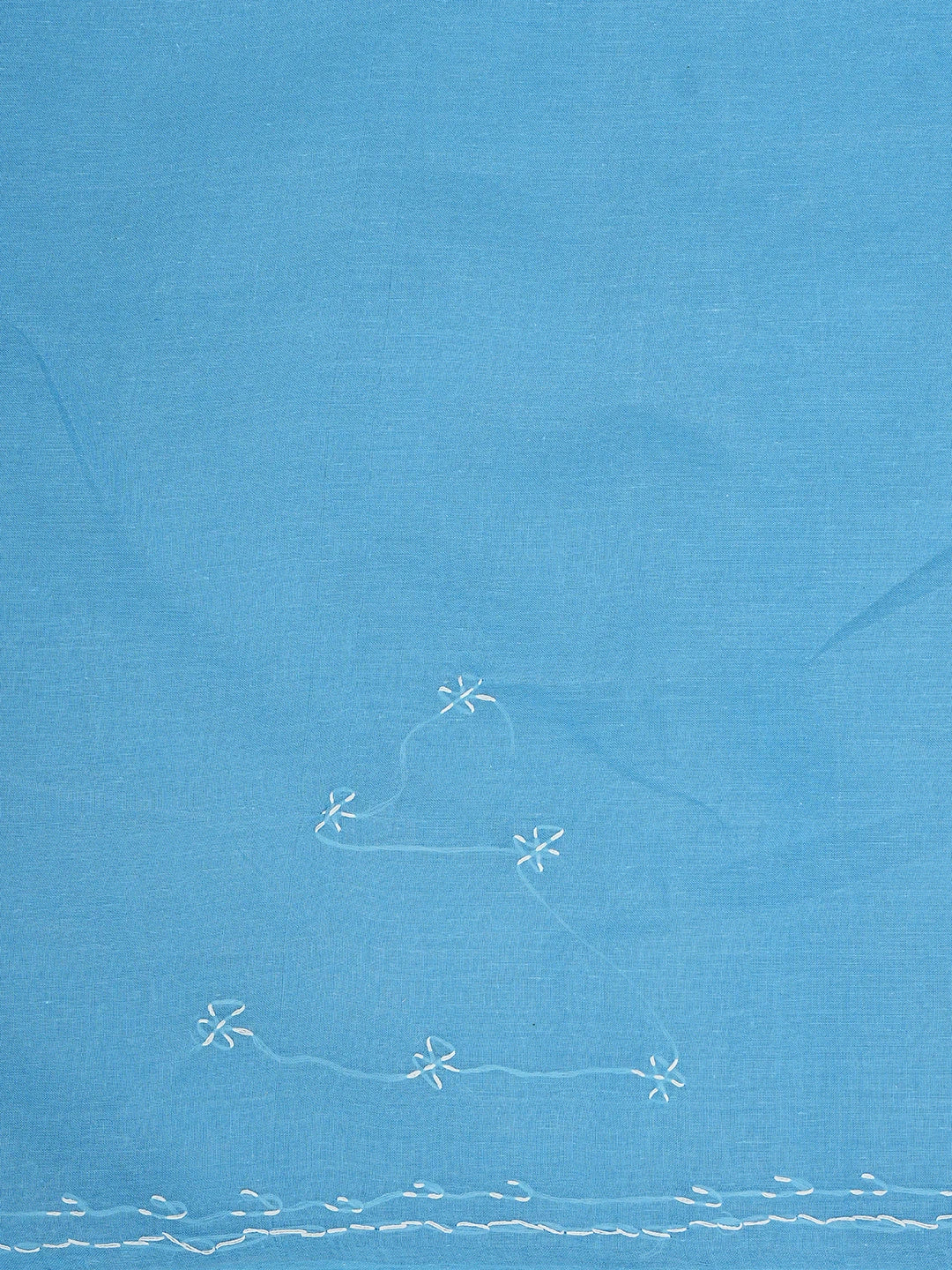 Ada Hand Embroidered Blue Cotton Lucknowi Chikankari Saree and Blouse 01A882891