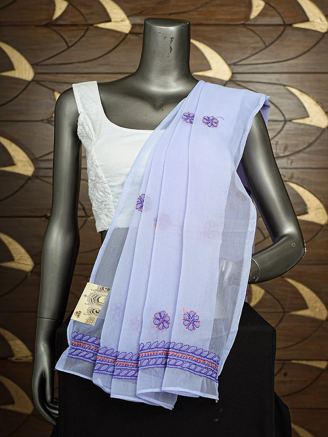 Ada Hand Embroidered Mauve Georgette Lucknowi Chikankari Dupatta 01A496978