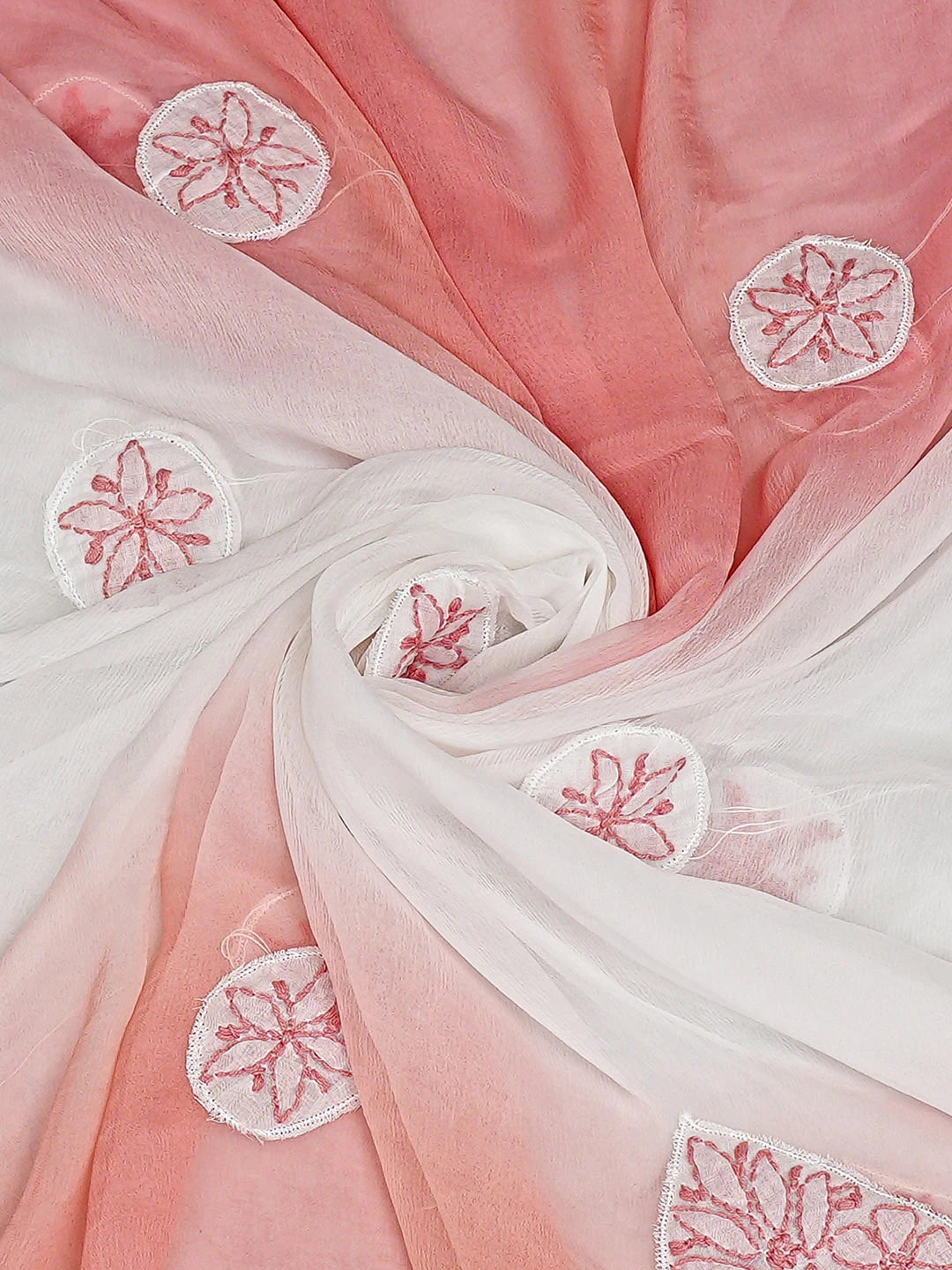 Ada Hand Embroidered White Chiffon Lucknowi Chikankari Dupatta 01A467956